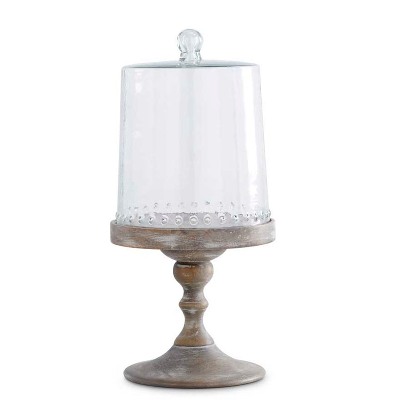 Wooden Cake Stand with Tall Glass Lid