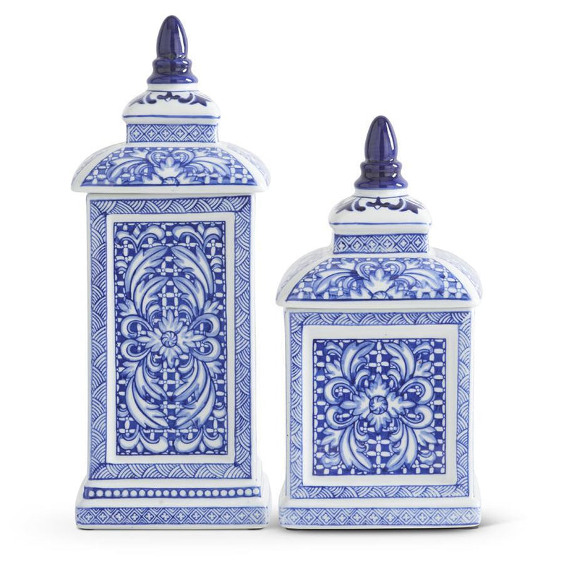 Blue & White Porcelain Square Lidded Container