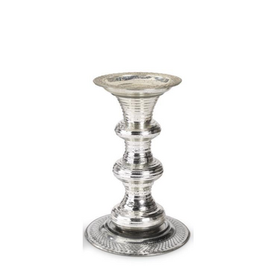 Embossed Silver Mercury Glass Candleholders