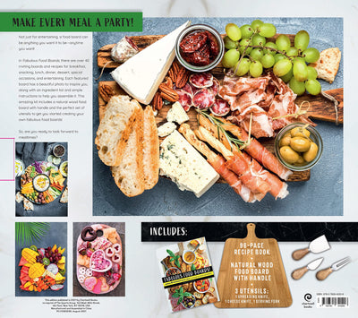 Fabulous Food Boards Kit: Simple & Inspiring Recipe Ideas to Share at Every Gathering - Includes Guidebook, Serving Board, and Cheese Knives