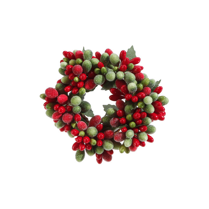 Beaded Berry Mini Wreath- Candle Ring