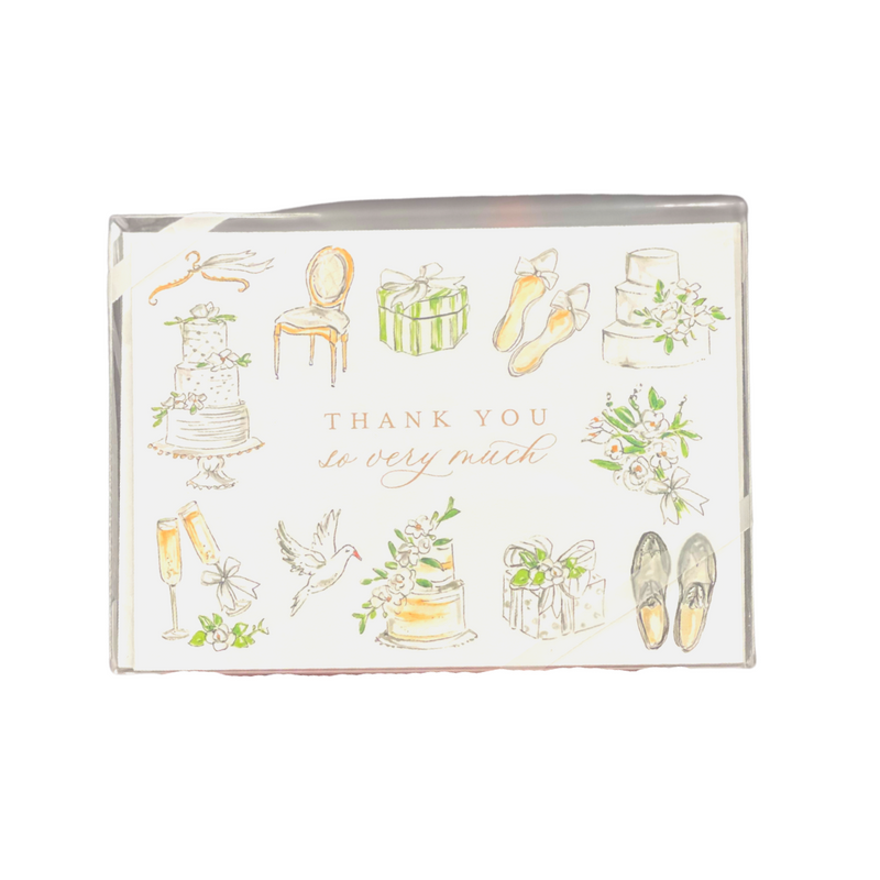 Handpainted Thank You So Very Much Bridal Icons Notecards