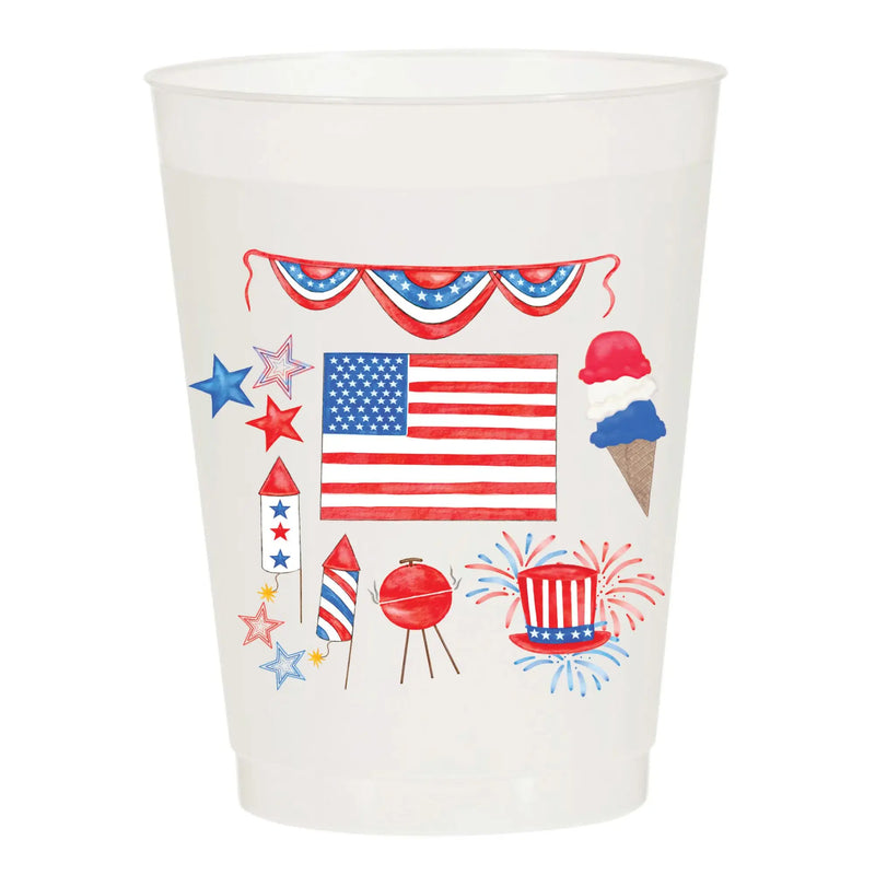 4th Of July Red White And Blue Watercolor Cups