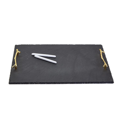 Natural Slate Tray w/ Gold Twig Handles