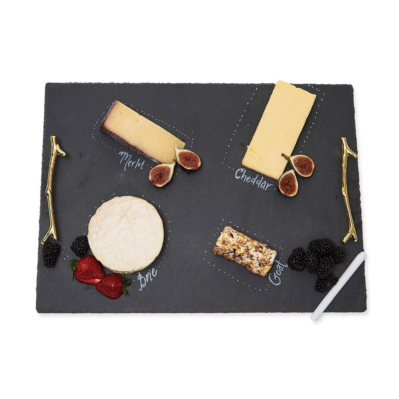 Natural Slate Tray w/ Gold Twig Handles