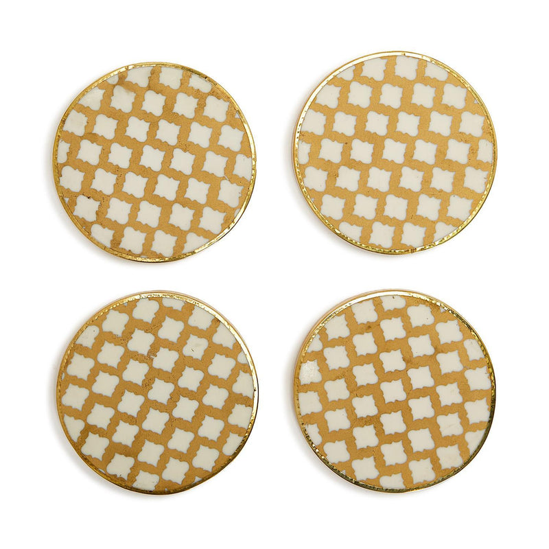 Hampton Geometric Coasters with Gold Rim,Set 0f 4