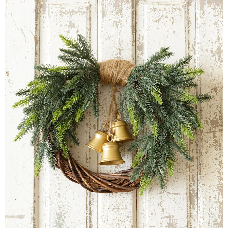 Evergreen Wreath with Brass Bells