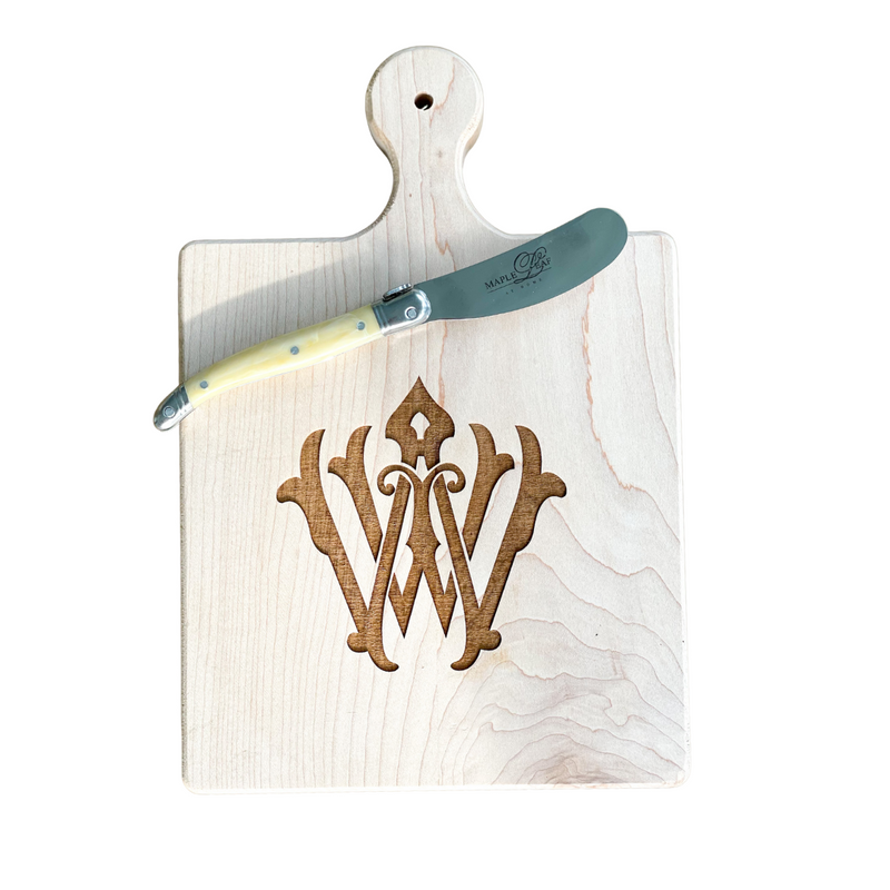 Monogrammed Maple Artisan Board with Spreader Knife