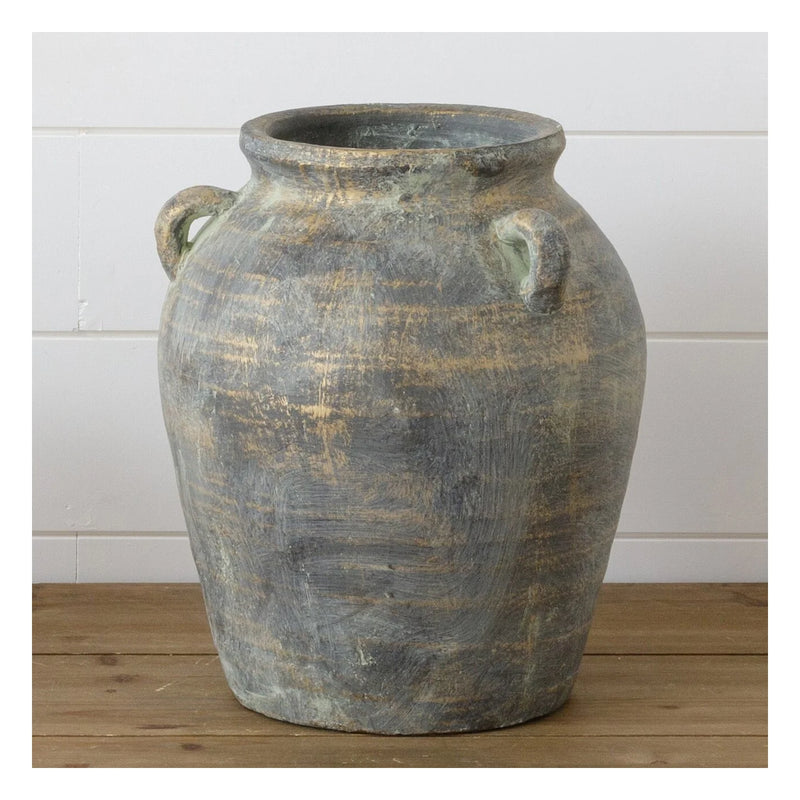 Terracotta Vase Distressed Black with Gold