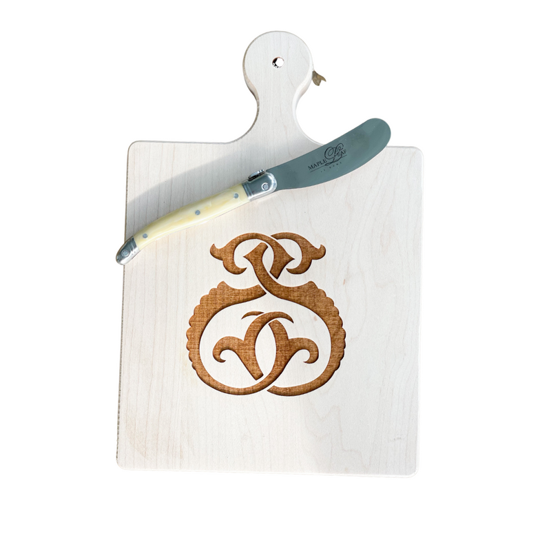 Monogrammed Maple Artisan Board with Spreader Knife