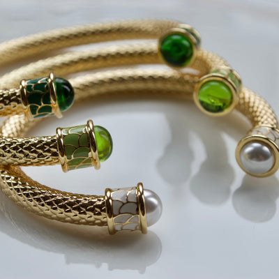Salamander Torque Bangle Bracelet, Emerald