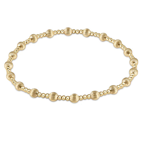 EXTENDS- Dignity Sincerity Pattern 4mm Bead Bracelet, Gold