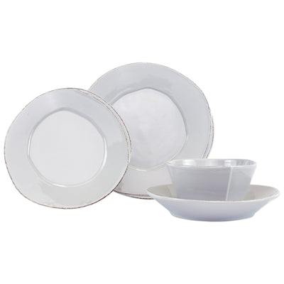 Lastra Four Piece Place Setting, Light Gray