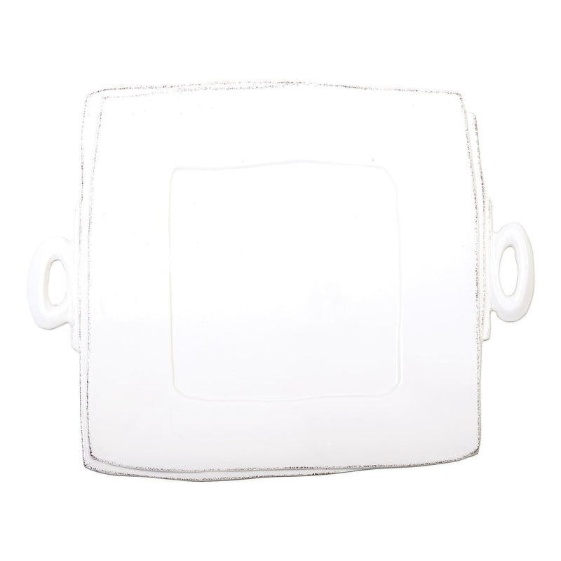 Lastra Handled Square Platter- White