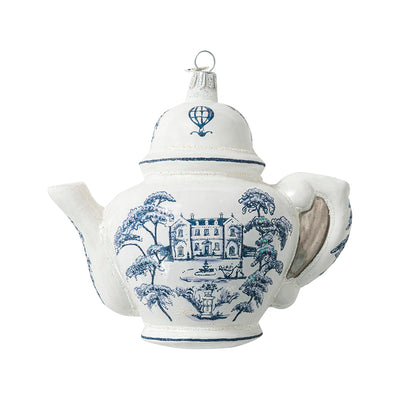 Country Estate Teapot Glass Ornament- Delft