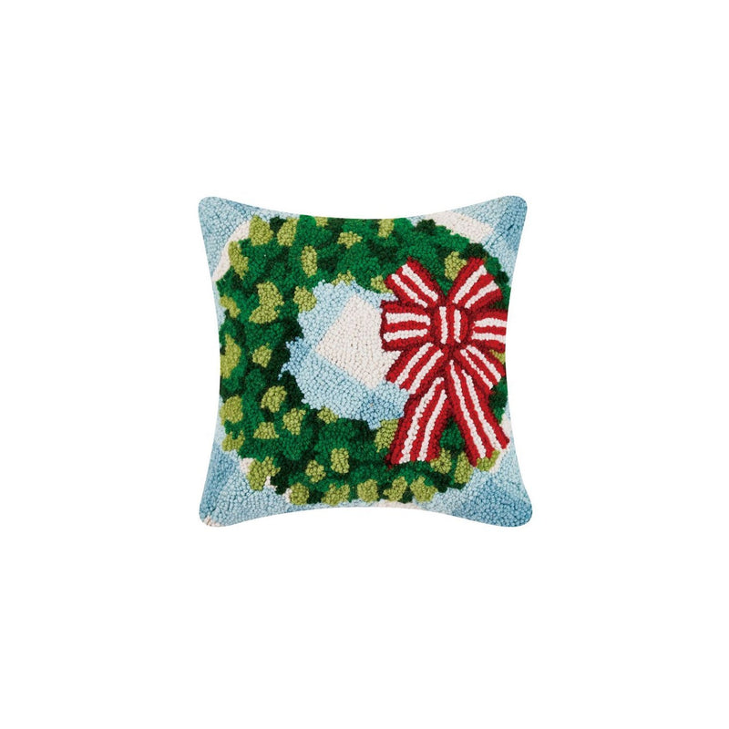 Festive Gingham Wreath Hook Pillow