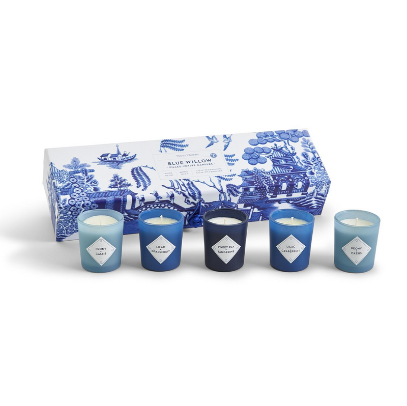 Blue Willow Set of 5 Scented Candles in Gift Box