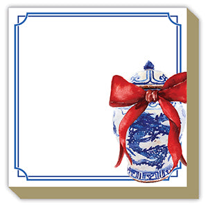 Tom Tom Holiday Asian Chinoiserie Pot with Bow Luxe Notepad