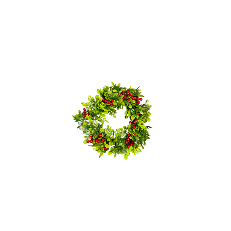 Boxwood Wreath with Red Berries