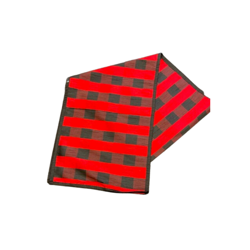 Faux Dupioni Buffalo Check Table Runner- Red/Black