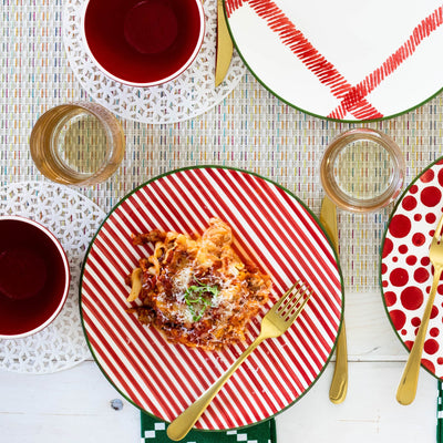 Mistletoe Stripe Dinner Plate