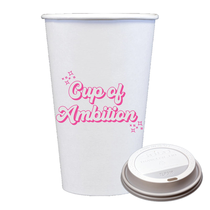 Cup Of Ambition  Paper Coffee Cups - Set of 10 With Lids