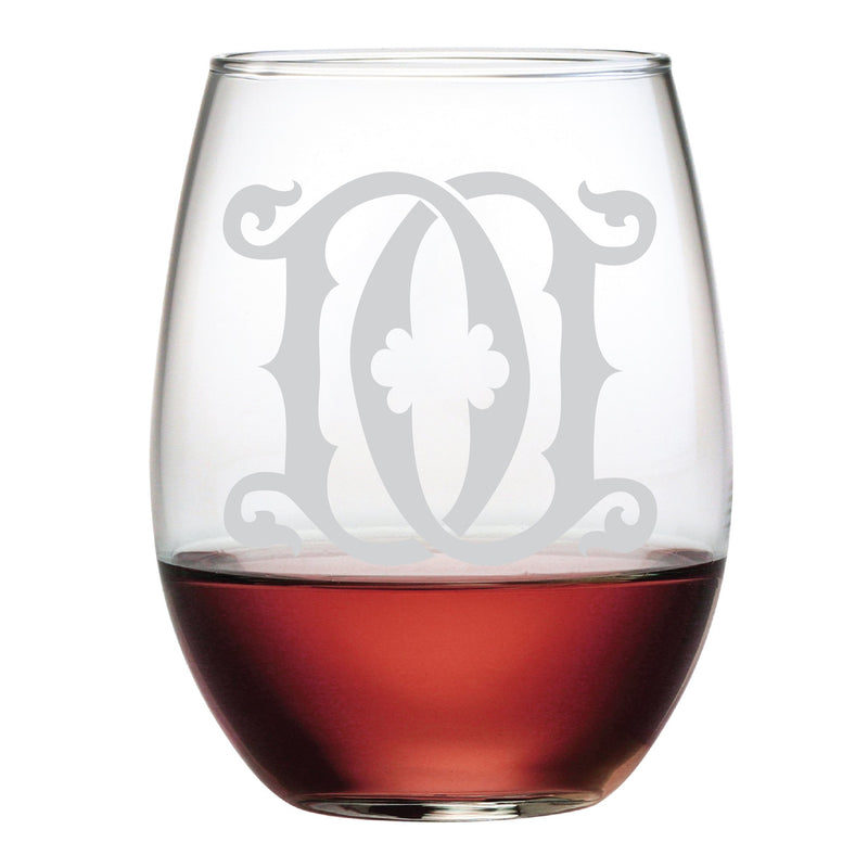Initial Stemless Wine Glasses, Set of 2
