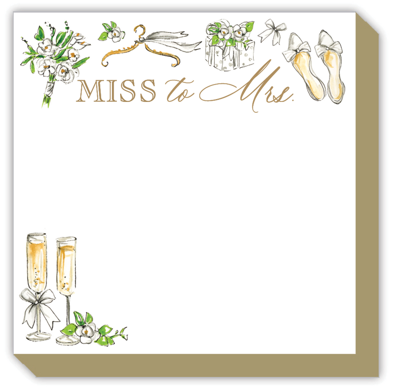 Luxe Notepad, Handpainted Miss to Mrs. Bridal Icons