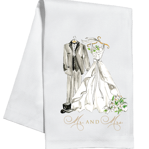 Mr. & Mrs. Bride and Groom Kitchen Towel