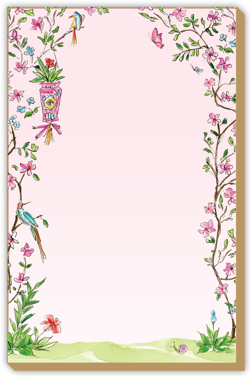 Luxe Large Notepad, Handpainted Pink Enchanted Garden