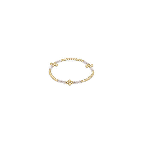 Signature Cross Gold Bliss Pattern 2.5mm Bracelet - Pearl
